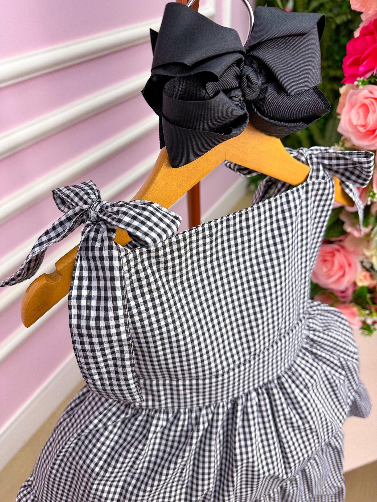 Vestido Banana Club Amelia Xadrez Preto - Imagem 3
