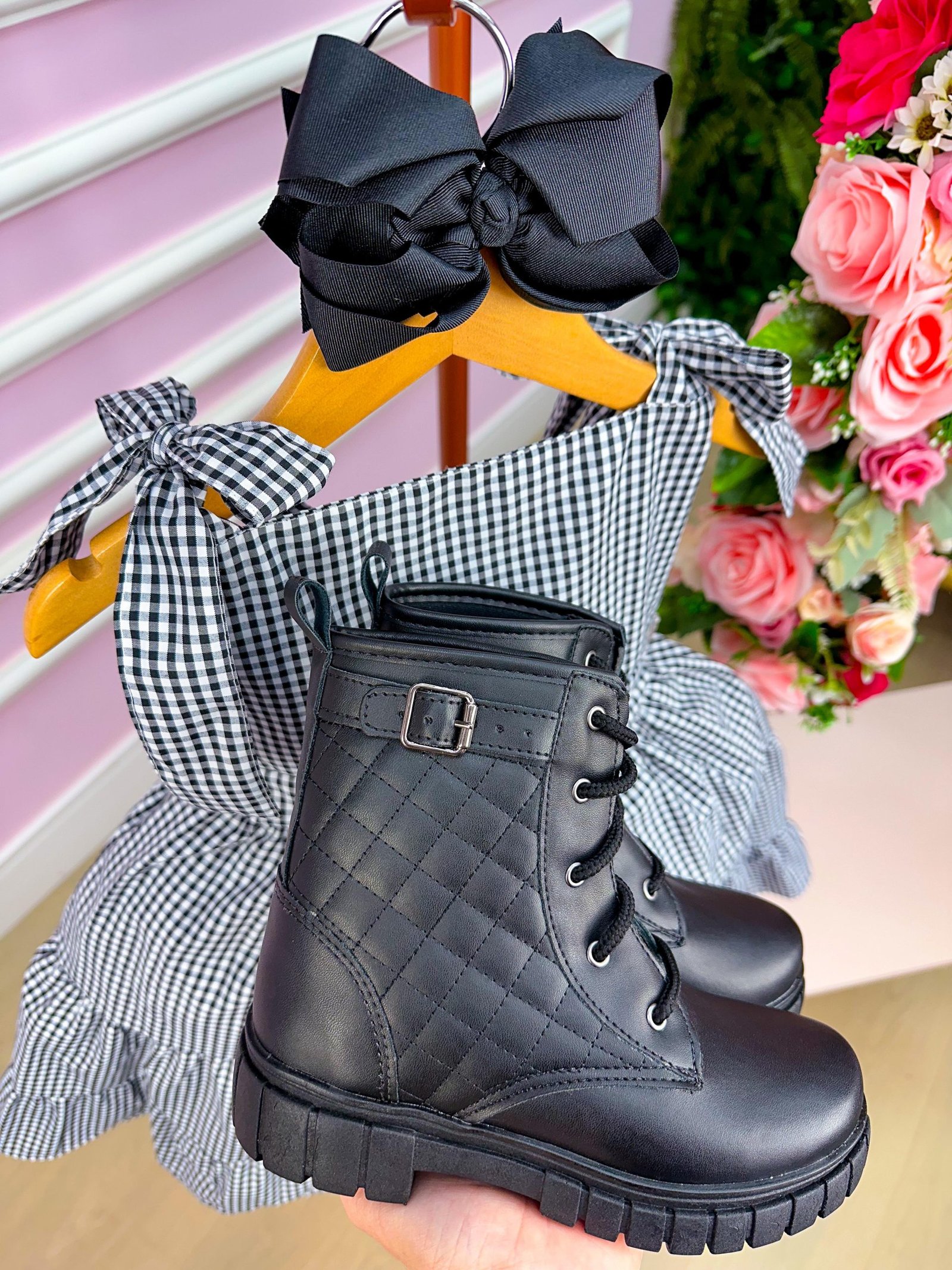 Vestido Banana Club Amelia Xadrez Preto - Imagem 4