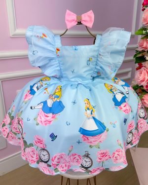 Vestido Tematicos Kids Alice no País das Maravilhas