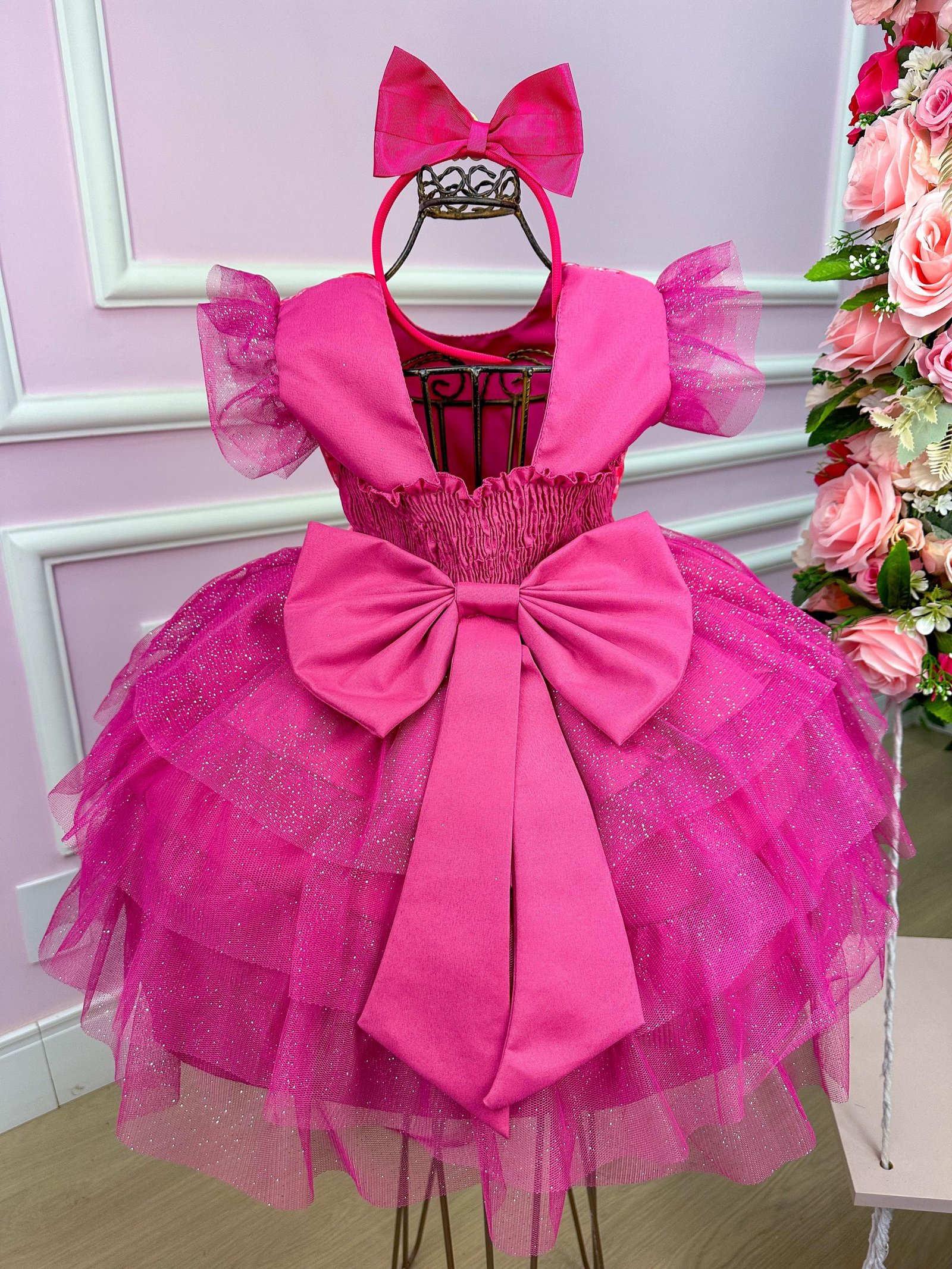 Vestido Ysa Kids Barbie Luxinho Pink - Imagem 3