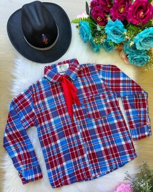 Camisa Xadrez Azul/Flanelada José com lenço
