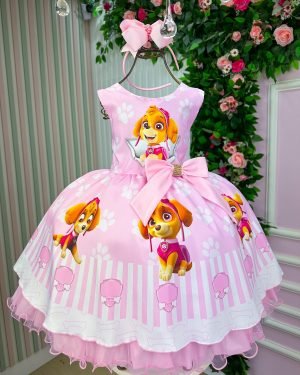 Vestido Tematicos Luxo Patrulha Canina -Sky Rosa Bebe