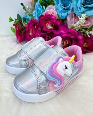 Tênis Encanto de Criança Unicornio Prata