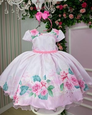 Vestido Giovanella/Giovanela Jardim das Borboletas Rosa Bebe Regiane