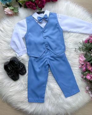 Conjunto Miss Cherry Social Leonardo Colete Azul Serenity