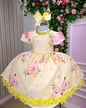 Vestido Menina Bonita Jardim Encantado Loise Amarelo