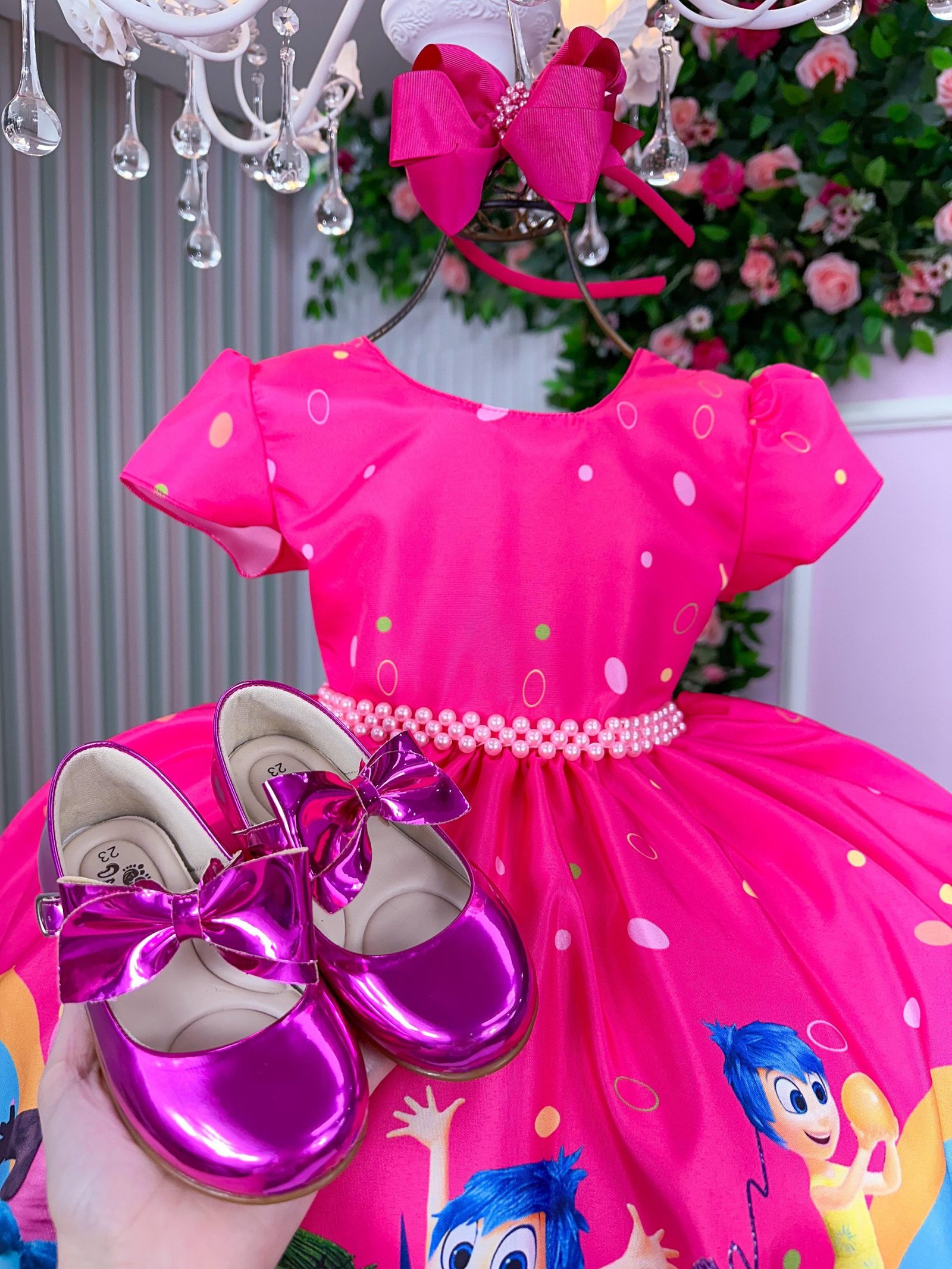 Vestido Tematicos Ysa Kids Divertidamente Pink - Imagem 3