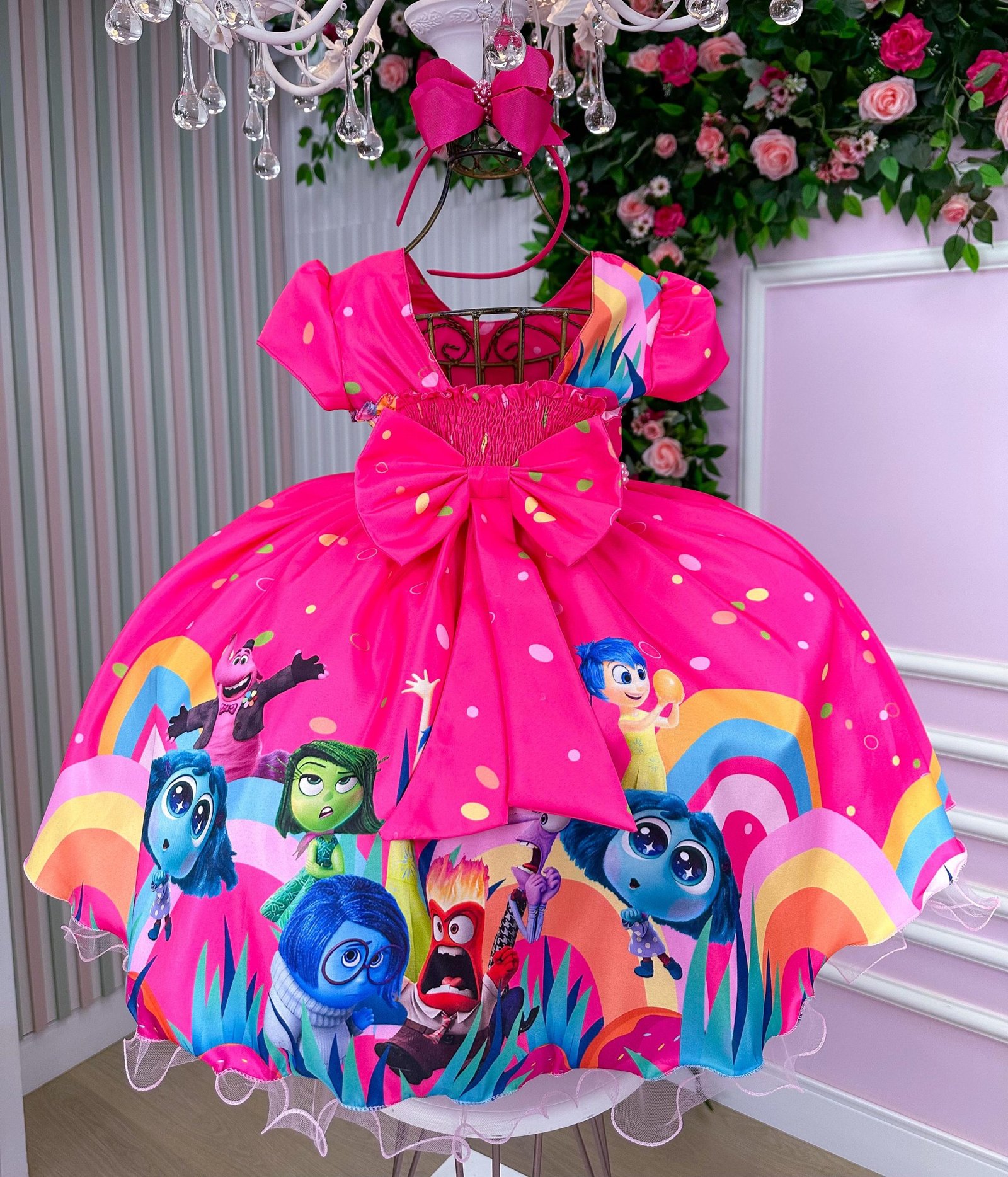 Vestido Tematicos Ysa Kids Divertidamente Pink - Imagem 4