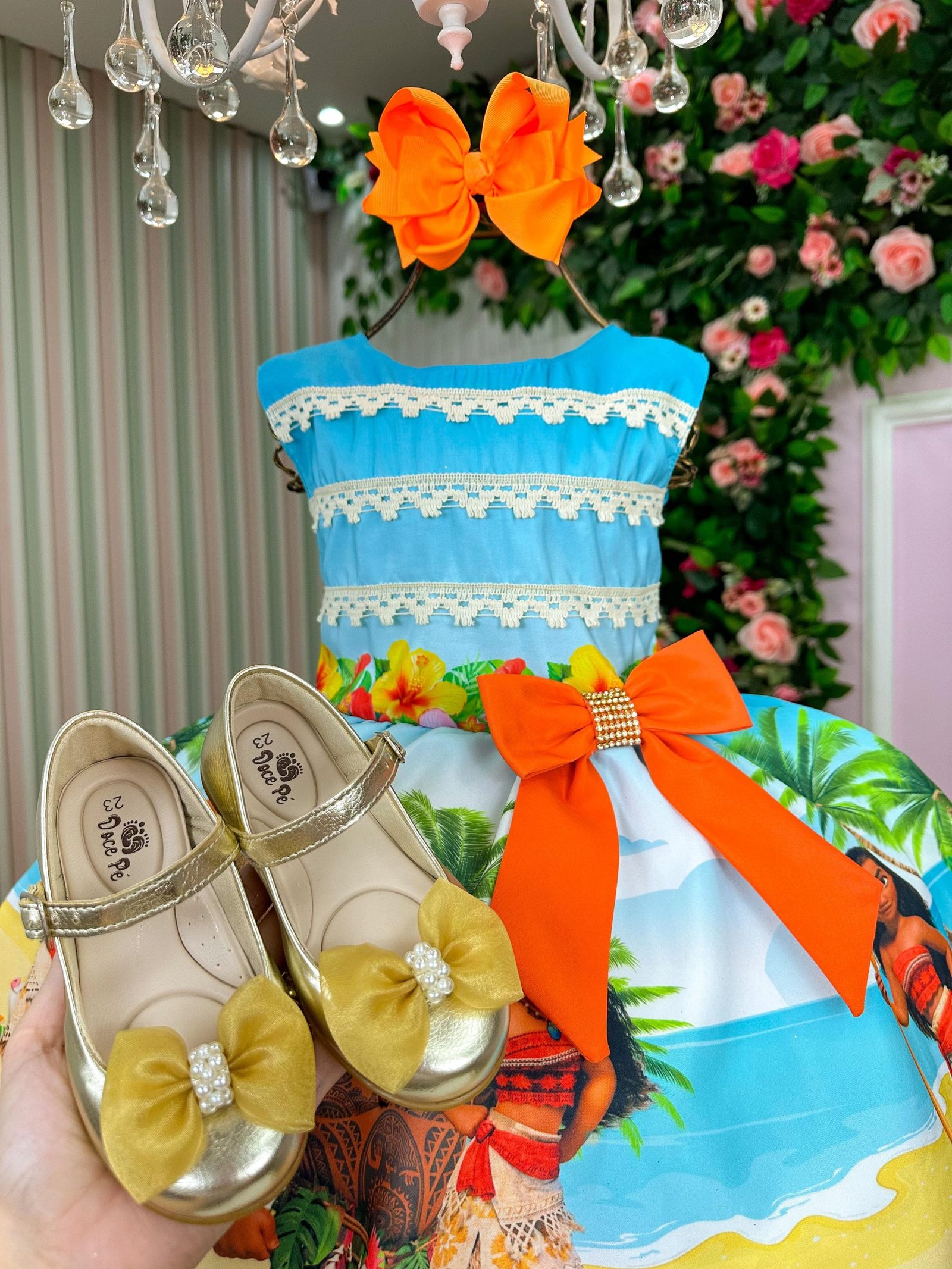 Vestido Infantil Temáticos Luxo Moana Modelo 2 - Imagem 3