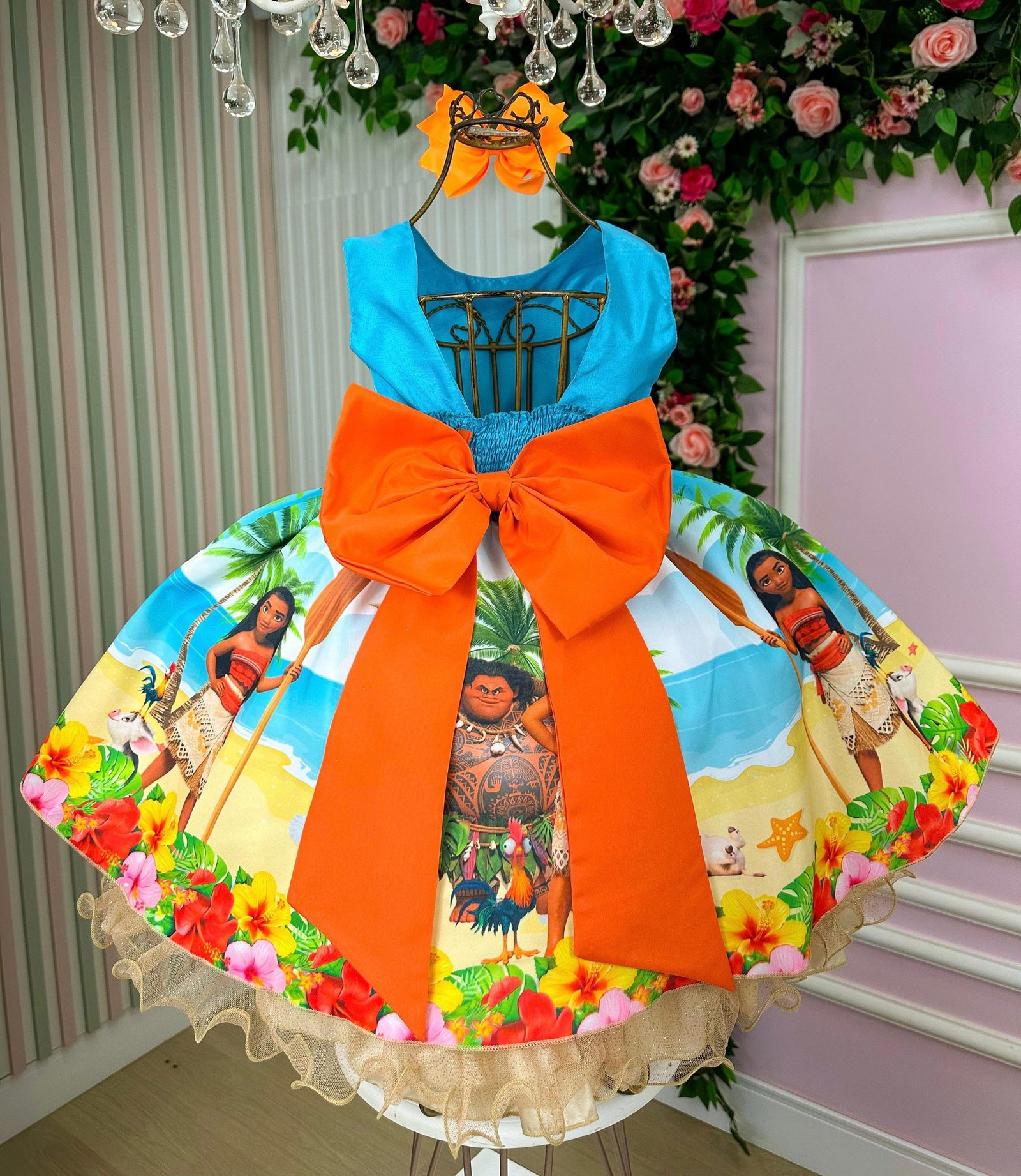 Vestido Infantil Temáticos Luxo Moana Modelo 2 - Imagem 4