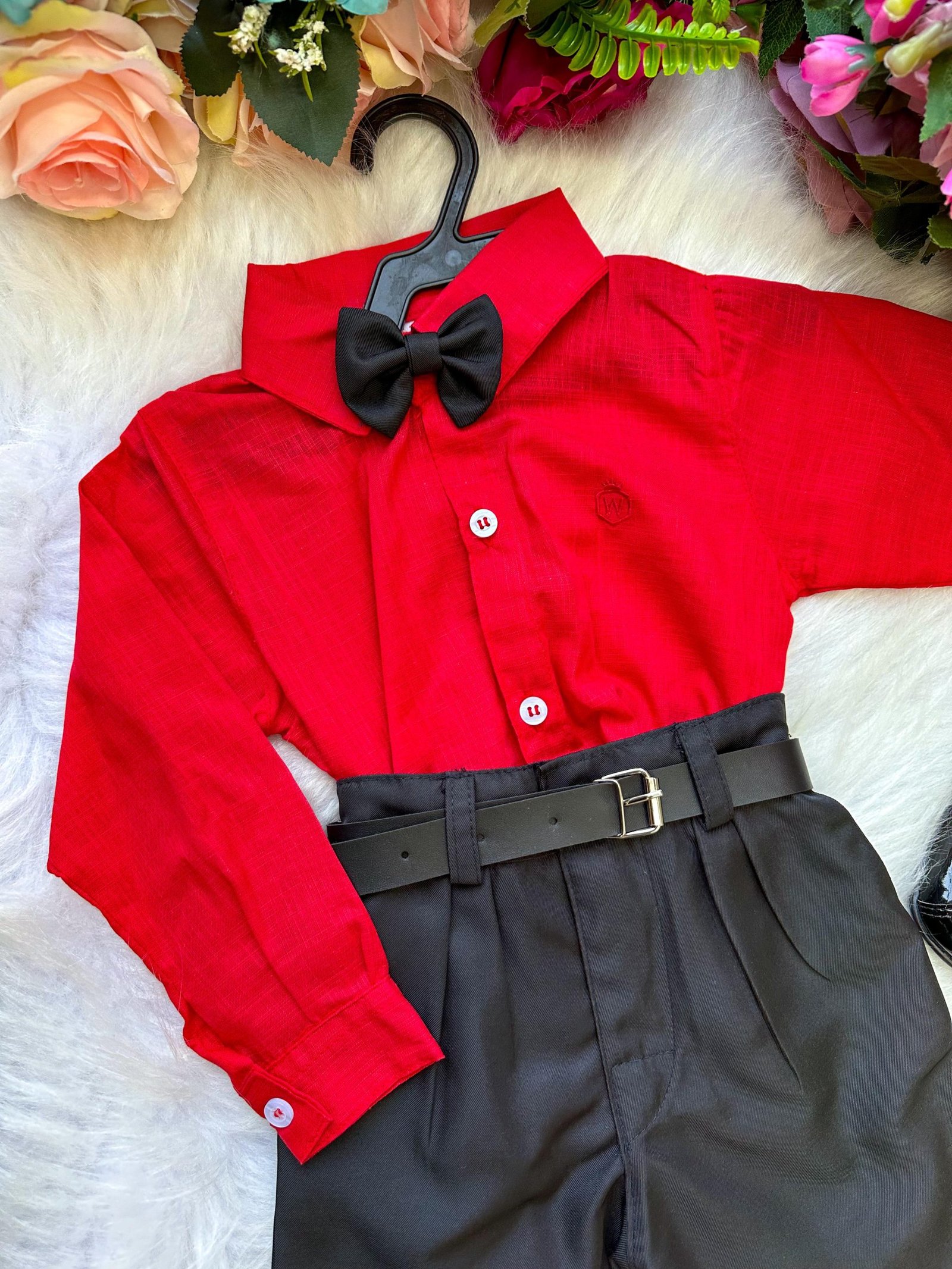 Conjunto Masculino Miss Cherry Social Vermelho Linho Com Cal - Imagem 2