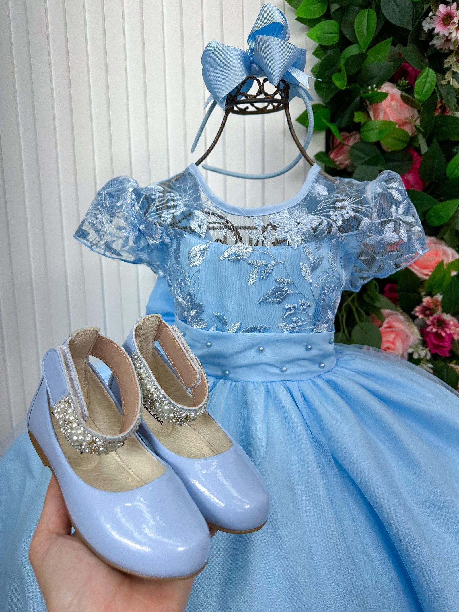 Vestido Giovanella/Giovanela Mariza Longo Azul Bebe - Imagem 3