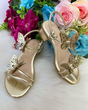 Sandalia Flor Di Mila Laise Borboletas Dourada