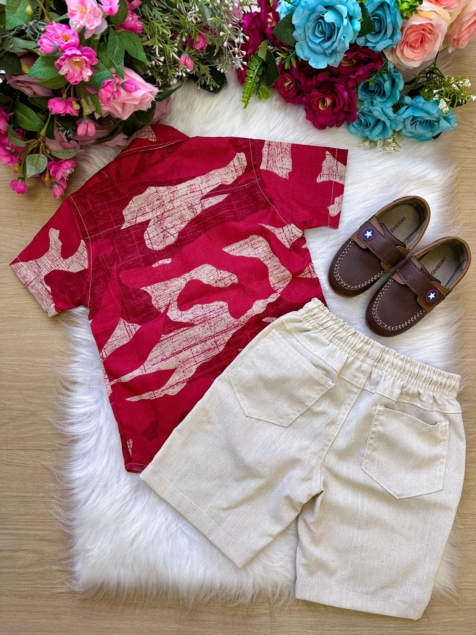 Conjunto Meninos Lucas Banana Club Shorts Camisa Vermelho - Imagem 3