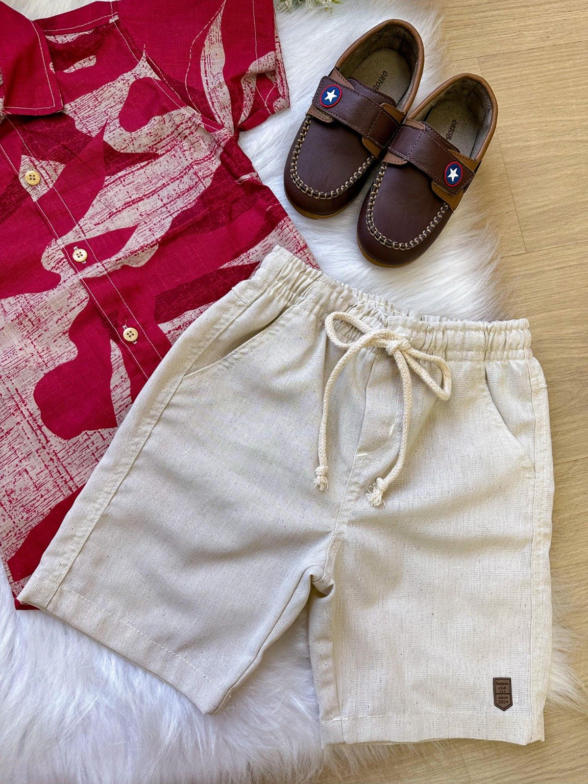 Conjunto Meninos Lucas Banana Club Shorts Camisa Vermelho - Imagem 4