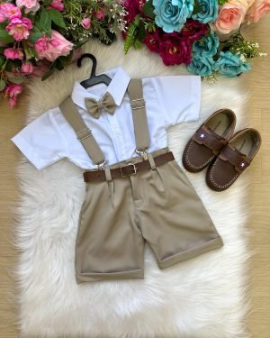 Conjunto Miss Cherry Meninos Social Shorts Ravi Bege