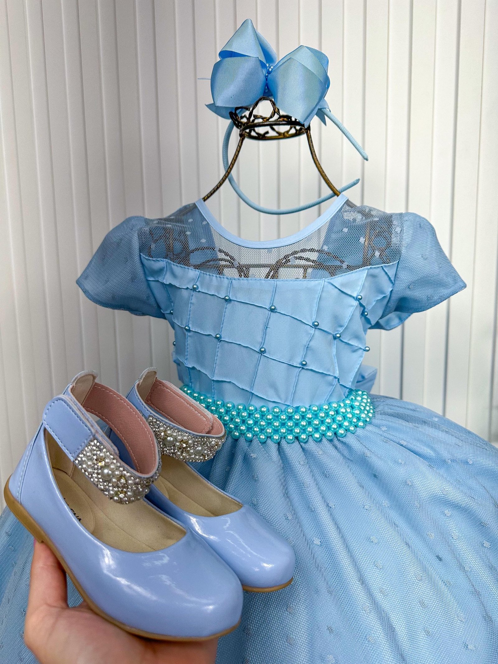 Vestido Giovanella/Giovanela Sonia Longo Azul Bebe - Imagem 3