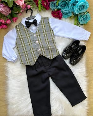Conjunto Miss Cherry Luan Colete Xadrez Preto