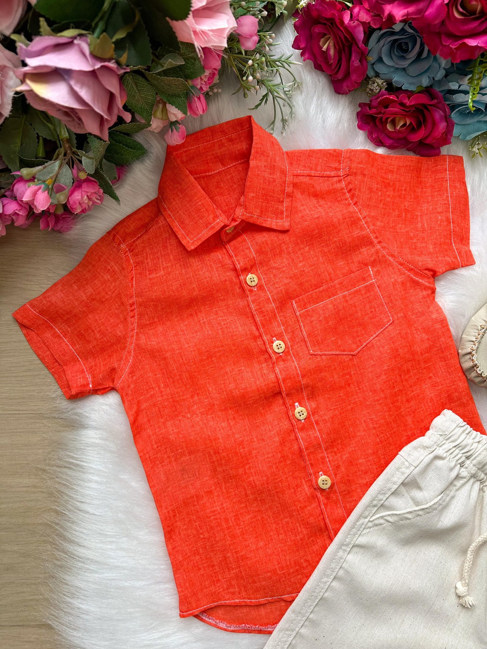 Conjunto Meninos Lucas Banana Club Shorts Camisa Laranja - Imagem 2