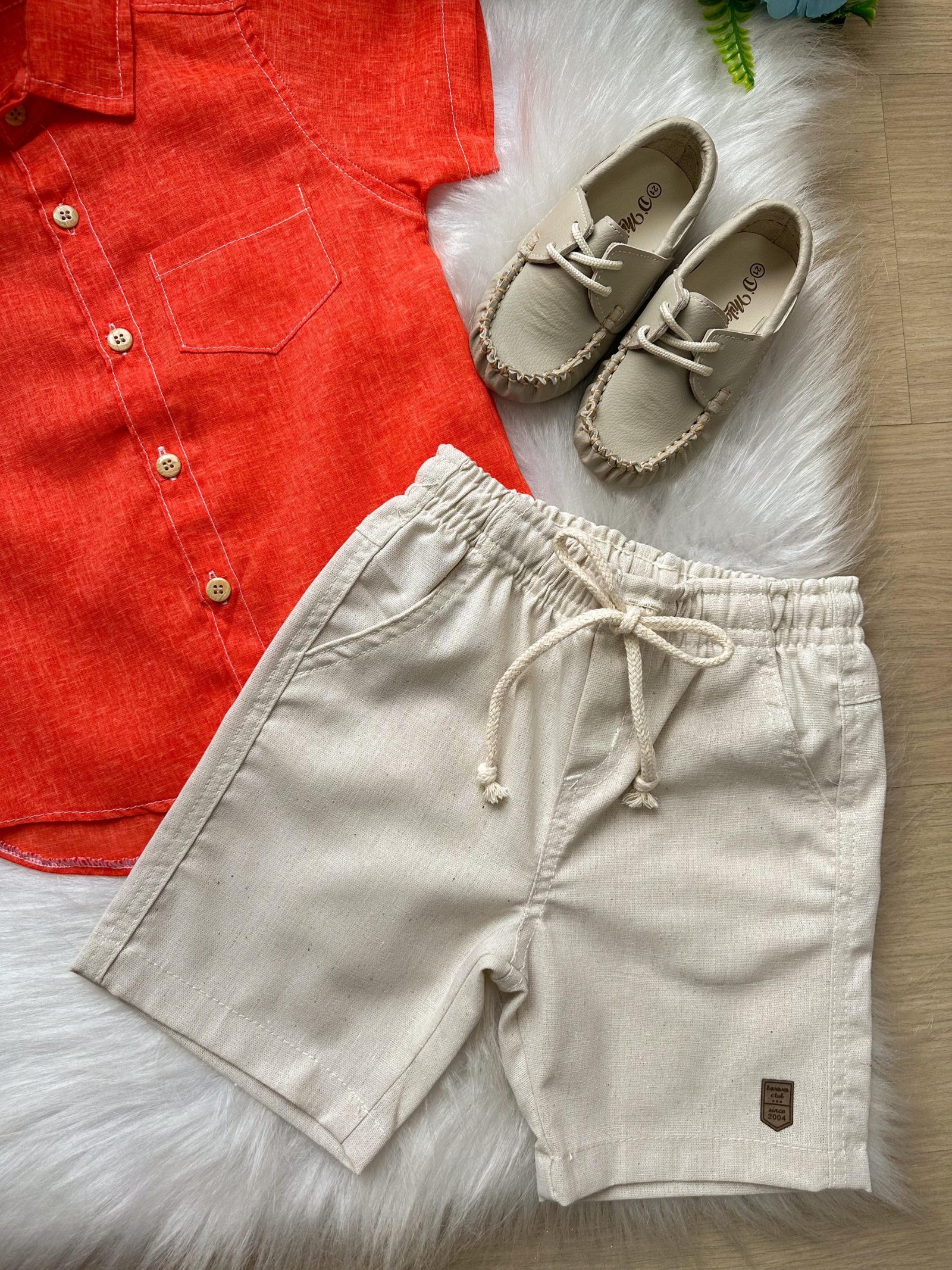 Conjunto Meninos Lucas Banana Club Shorts Camisa Laranja - Imagem 3