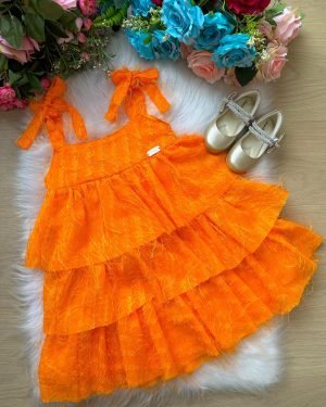 Vestido Banana Club Vitoria Laranja Neon