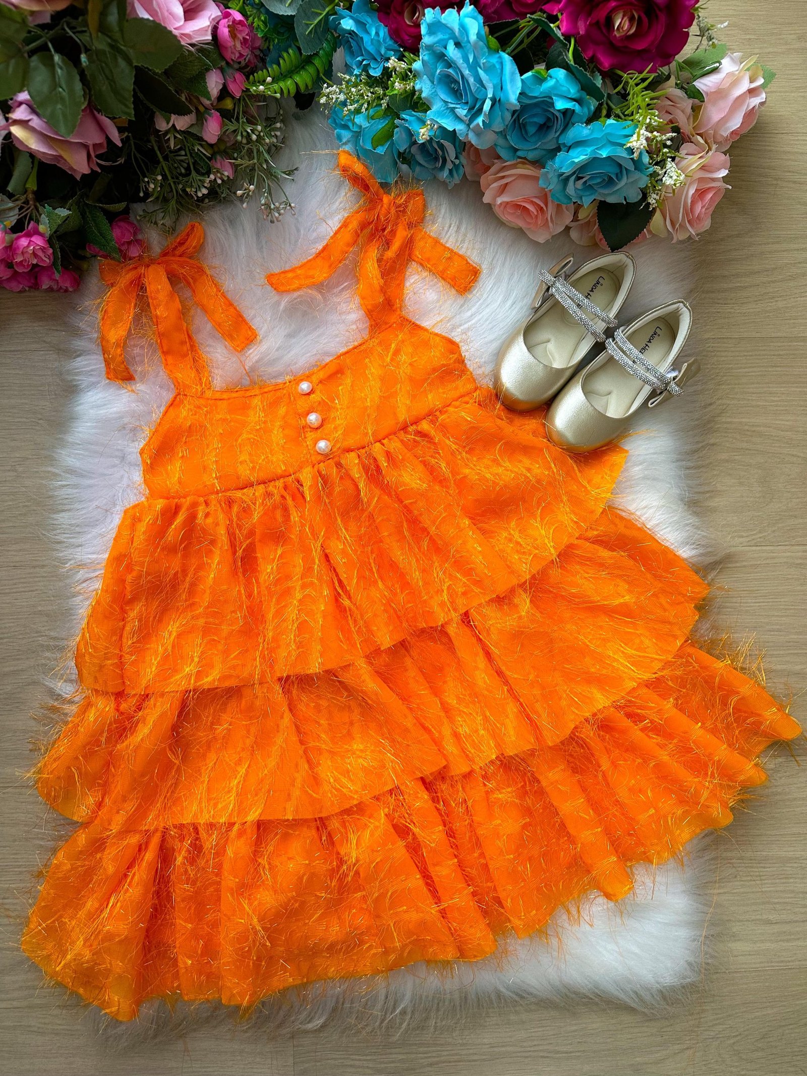 Vestido Banana Club Vitoria Laranja Neon - Imagem 3