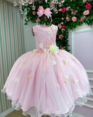 Vestido Juvenil Vila Lele Regata Flores Rosa Bebe