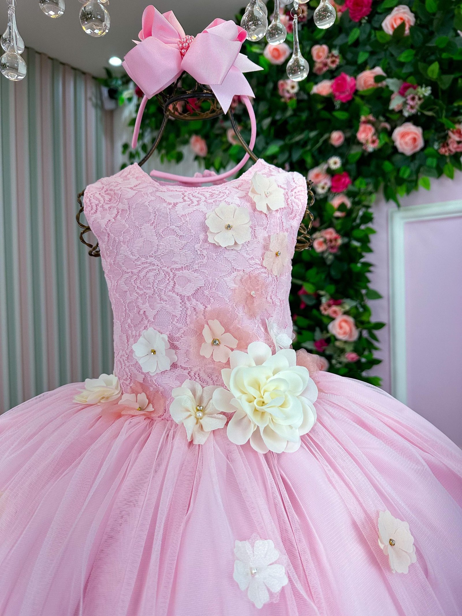 Vestido Juvenil Vila Lele Regata Flores Rosa Bebe - Imagem 2