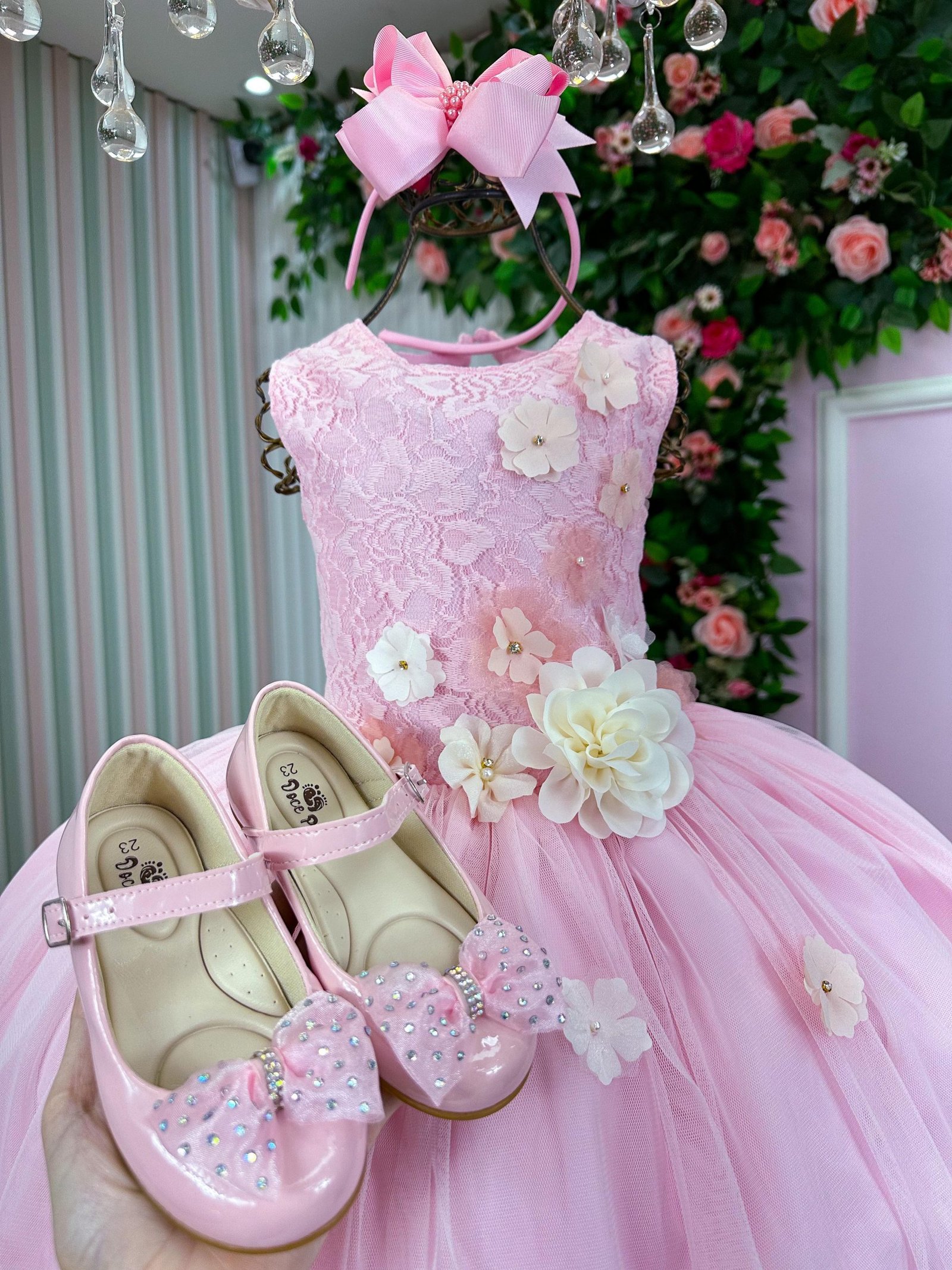 Vestido Juvenil Vila Lele Regata Flores Rosa Bebe - Imagem 3