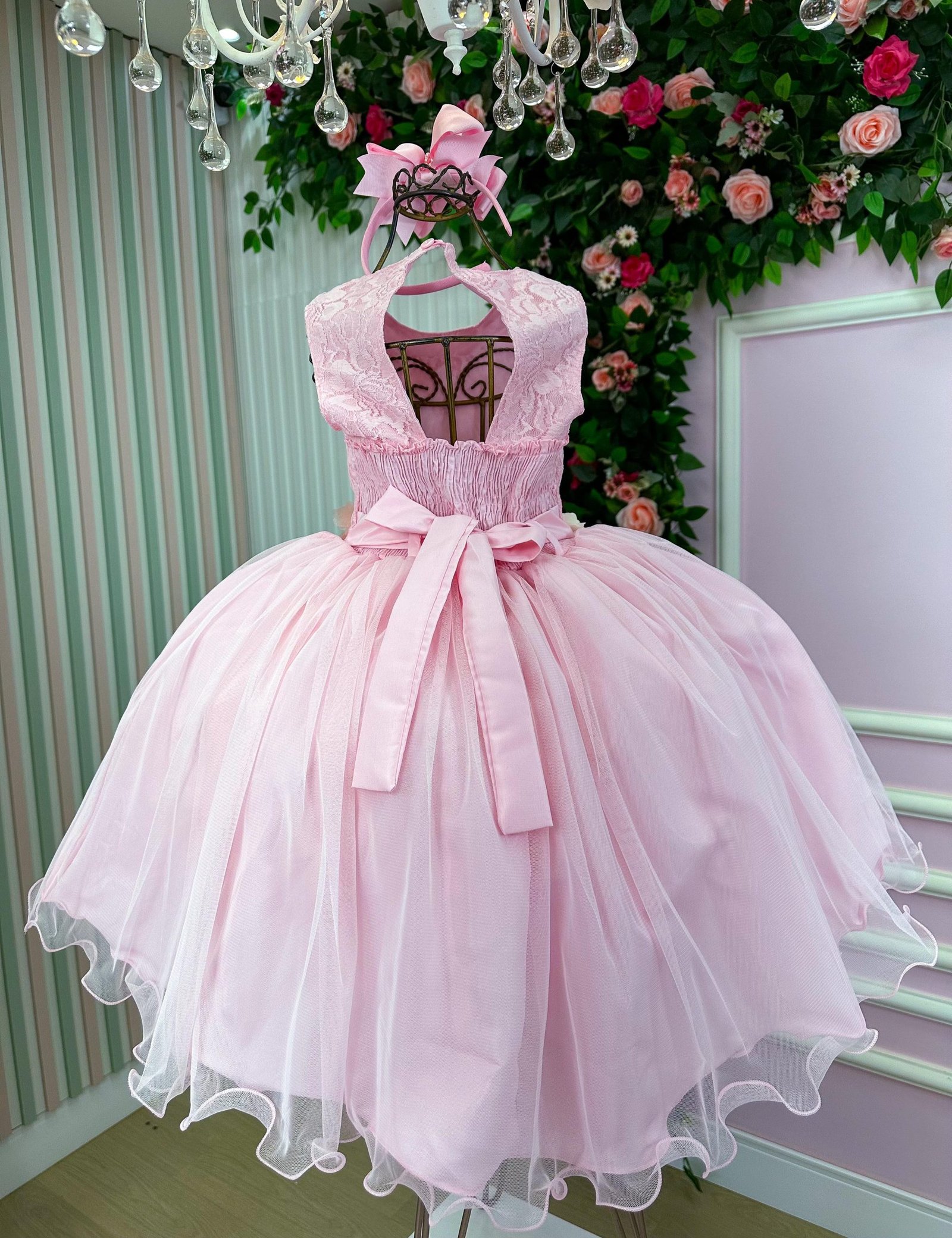 Vestido Juvenil Vila Lele Regata Flores Rosa Bebe - Imagem 4