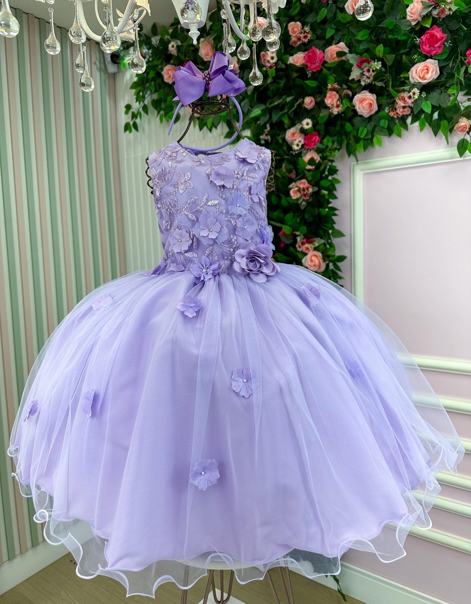 Vestido Juvenil Vila Lele Regata Flores Lilas