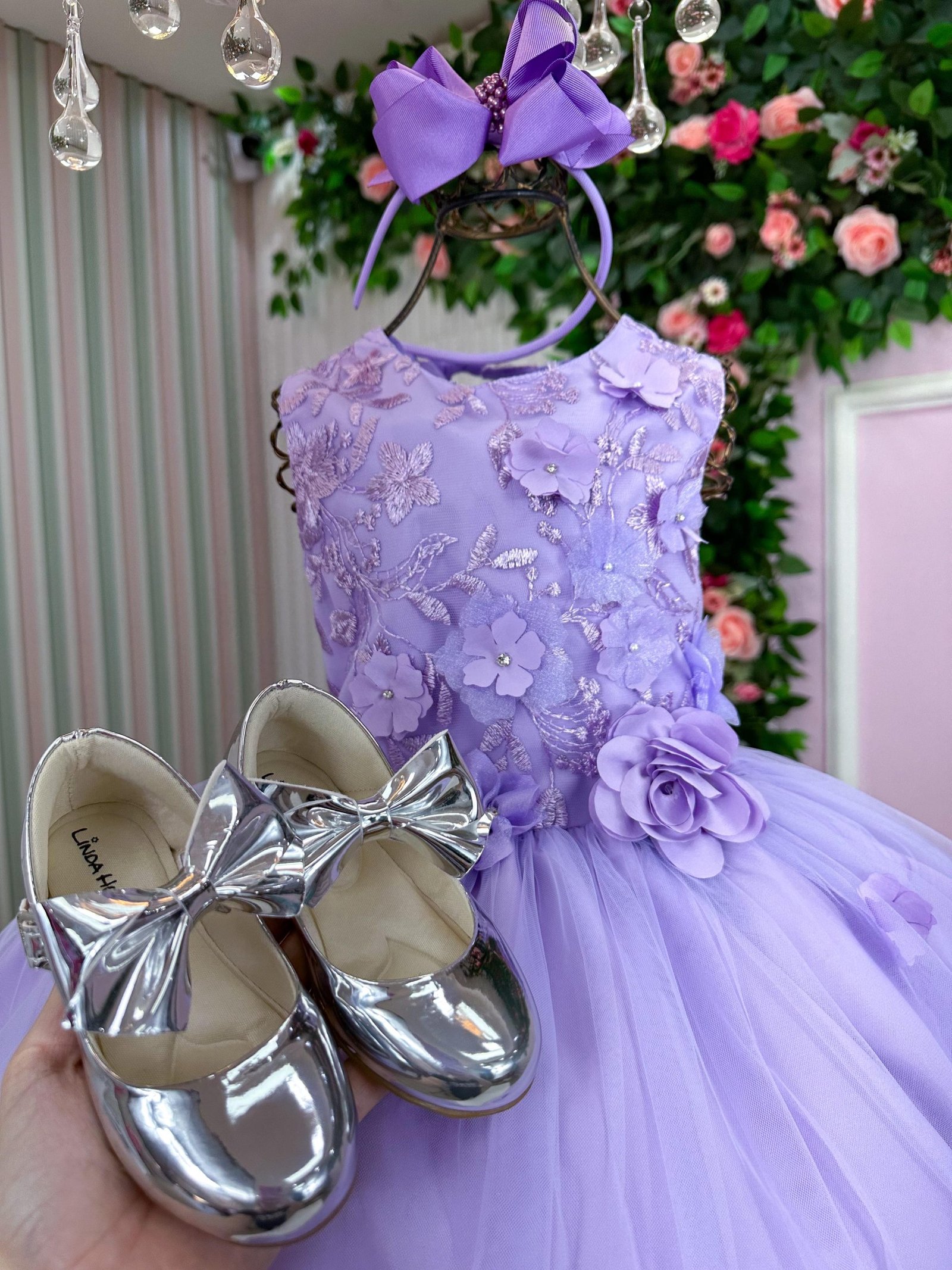 Vestido Juvenil Vila Lele Regata Flores Lilas - Imagem 3