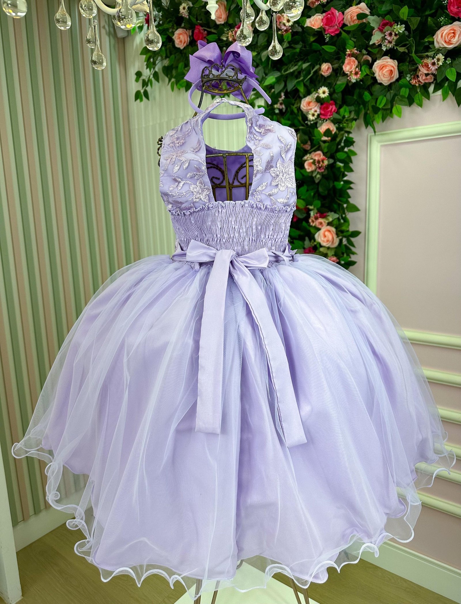 Vestido Juvenil Vila Lele Regata Flores Lilas - Imagem 4