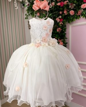 Vestido Juvenil Vila Lele Regata Flores Off