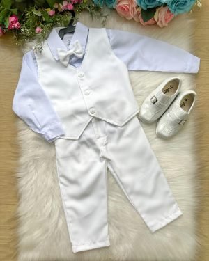 Conjunto Miss Cherry Social Colete Branco Levi