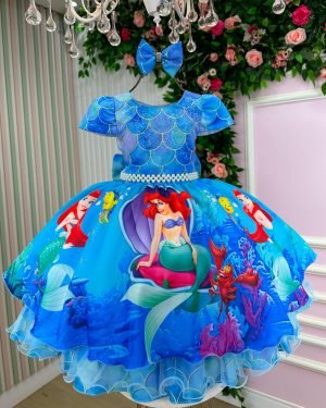 Vestido Tematico Mimadine A Pequena Sereia – Ariel  