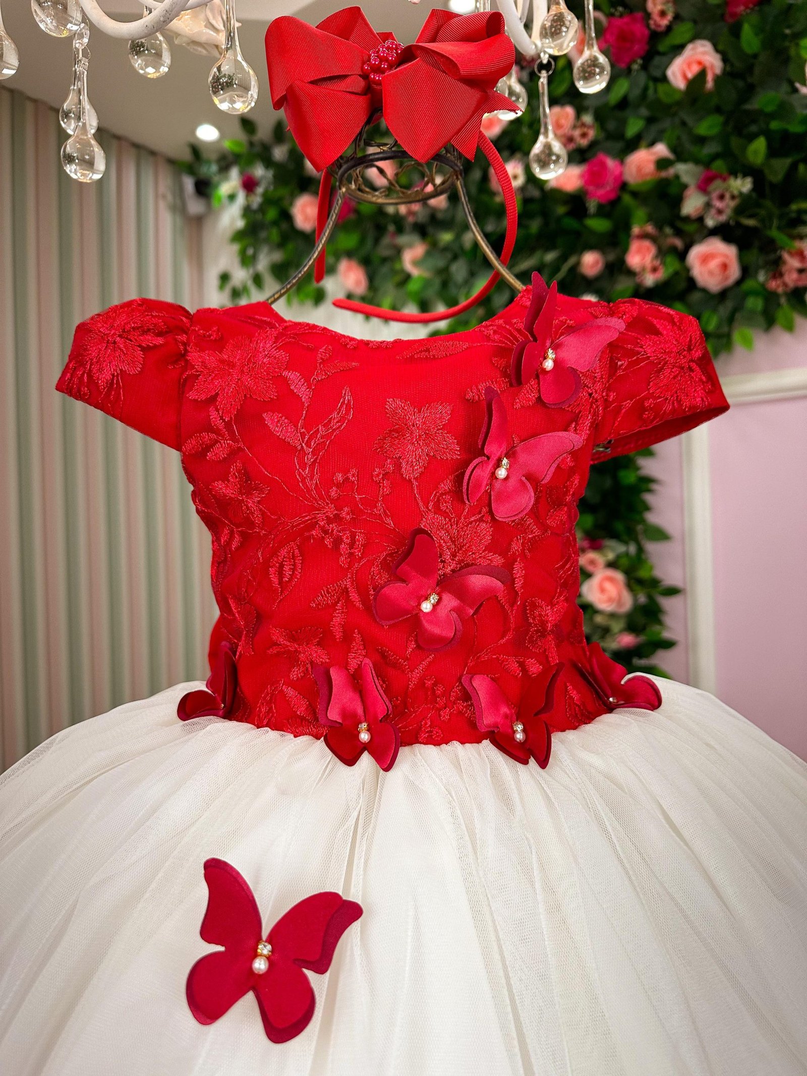 Vestido Juvenil - Midi Vila Lele Sabrina Vermelho e Off - Imagem 3