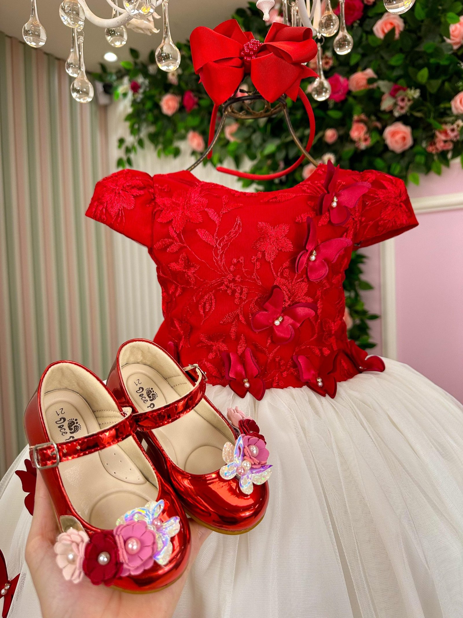 Vestido Juvenil - Midi Vila Lele Sabrina Vermelho e Off - Imagem 4