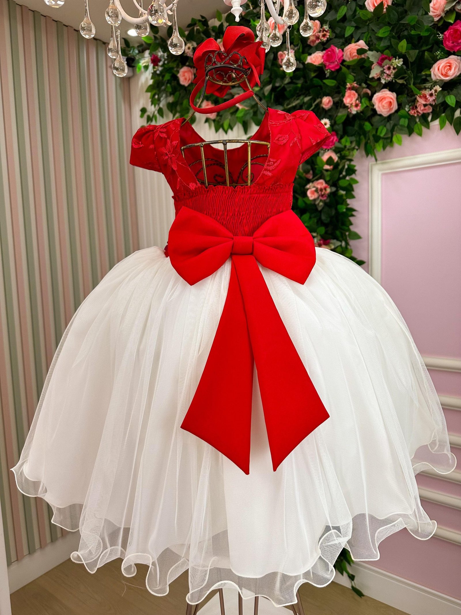 Vestido Juvenil - Midi Vila Lele Sabrina Vermelho e Off - Imagem 5