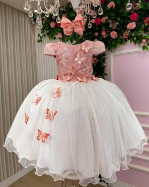 Vestido Juvenil - Midi Vila Lele Sabrina Pessego e Off