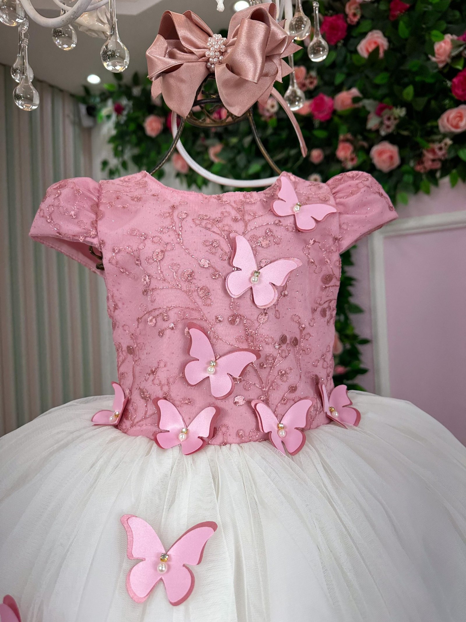 Vestido Juvenil - Midi Vila Lele Sabrina Rose e Off - Imagem 3