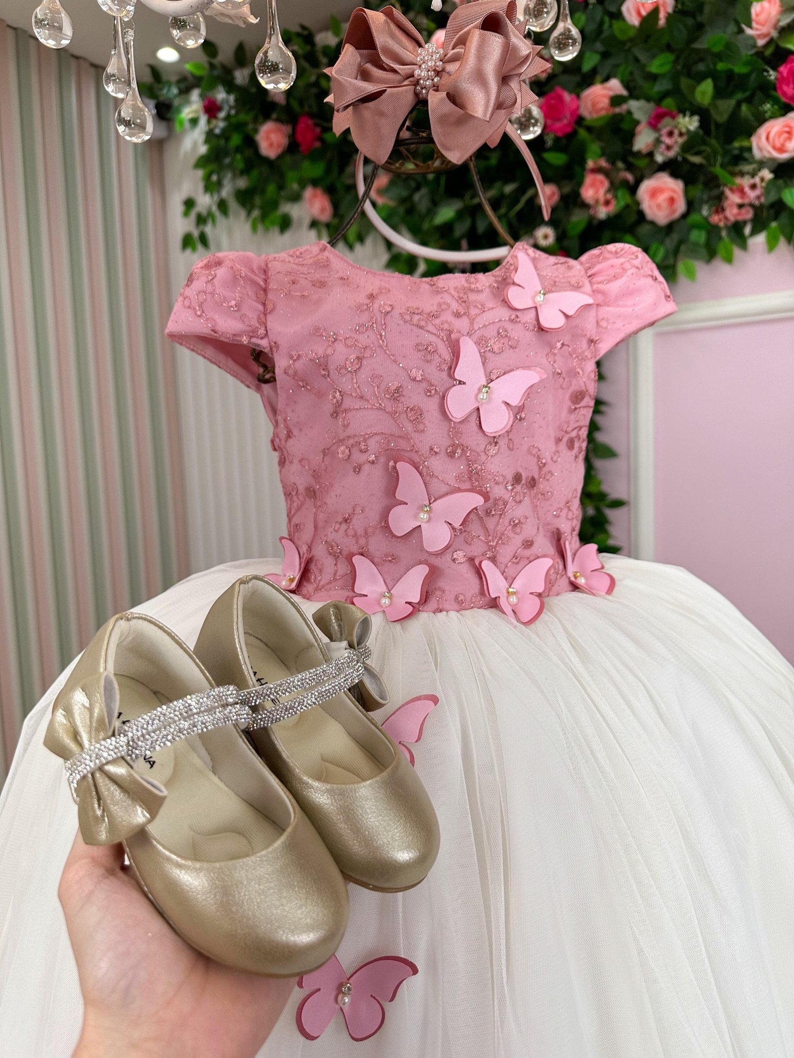 Vestido Juvenil - Midi Vila Lele Sabrina Rose e Off - Imagem 4