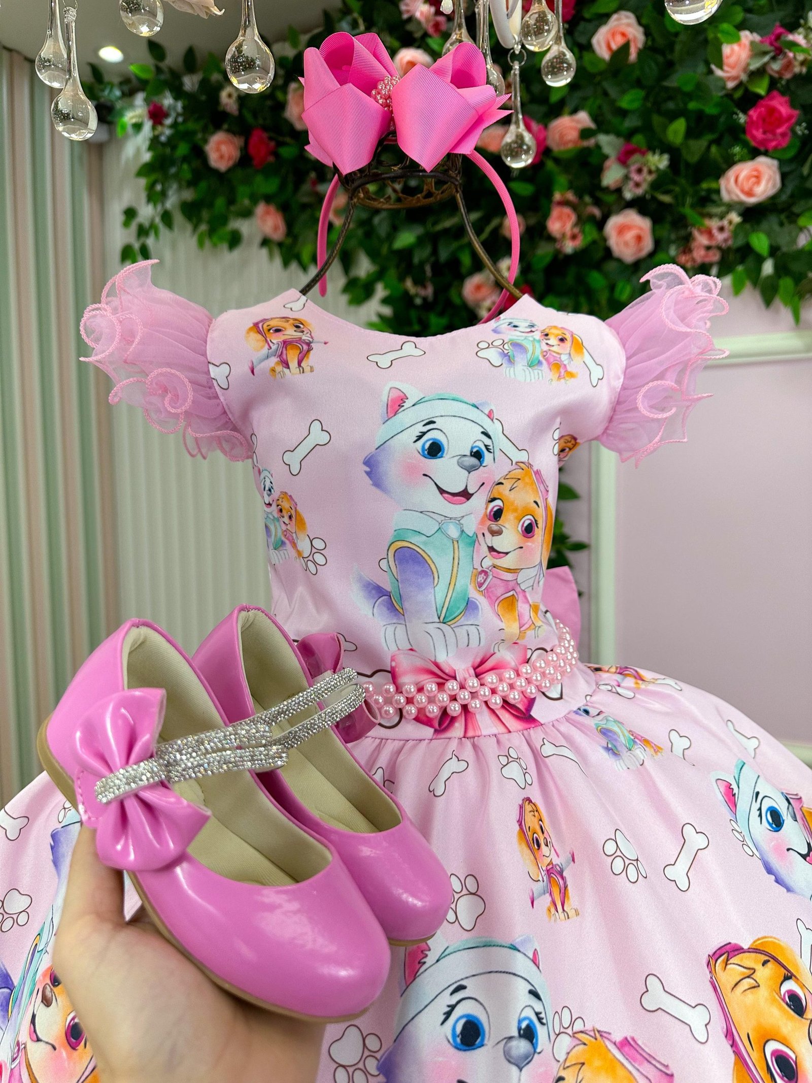 Vestido Infantil Temáticos Luxo Patrulha Canina Skye &# - Imagem 3
