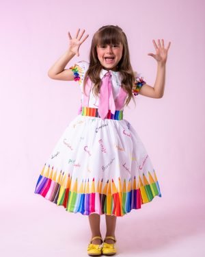 Vestido Marie Lapis Aquarela ABC Branco