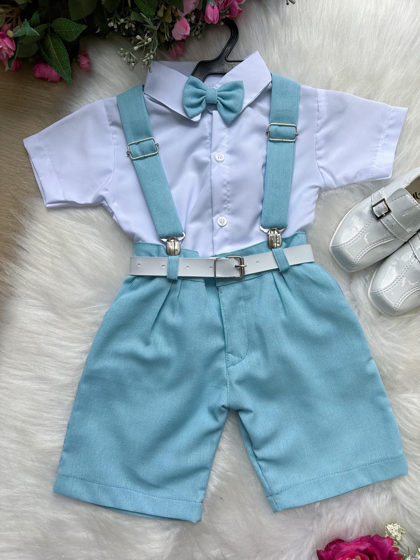 Conjunto Miss Cherry Gustavo Suspensorio Shorts Azul Bebe - Imagem 2