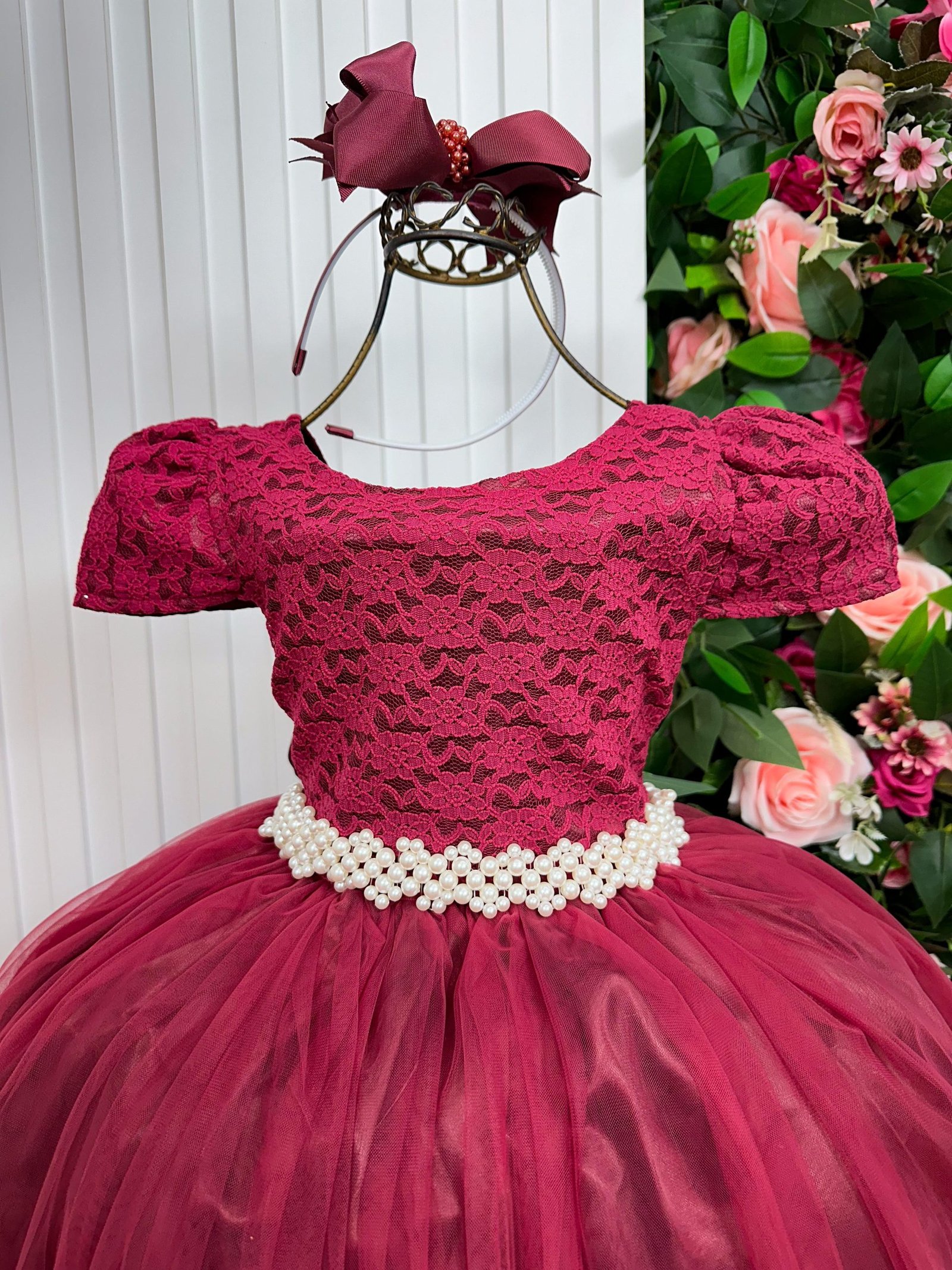 Vestido Enjoy Longo Laura Peito rendado Marsala - Imagem 2