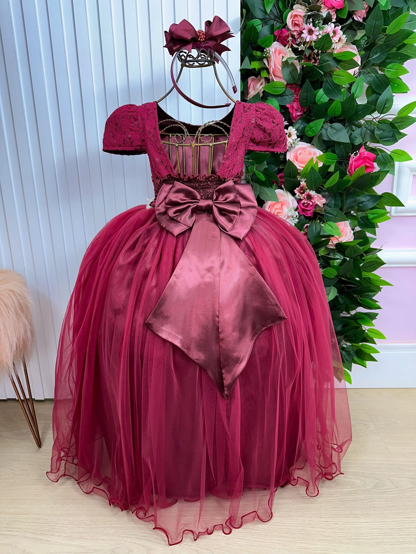 Vestido Enjoy Longo Laura Peito rendado Marsala - Imagem 4