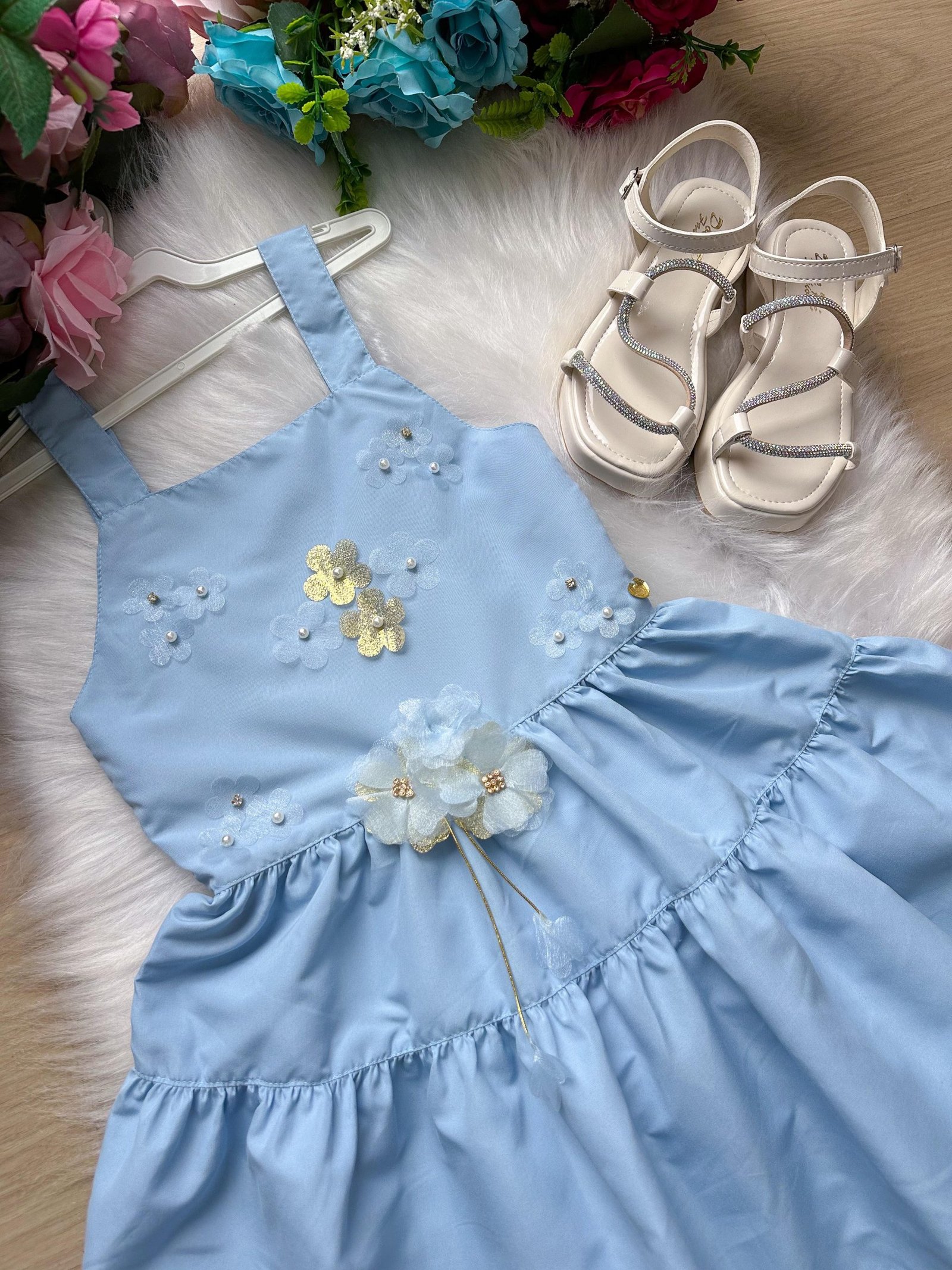 Vestido Blogueirinha Cecilia Azul Bebe - Imagem 3