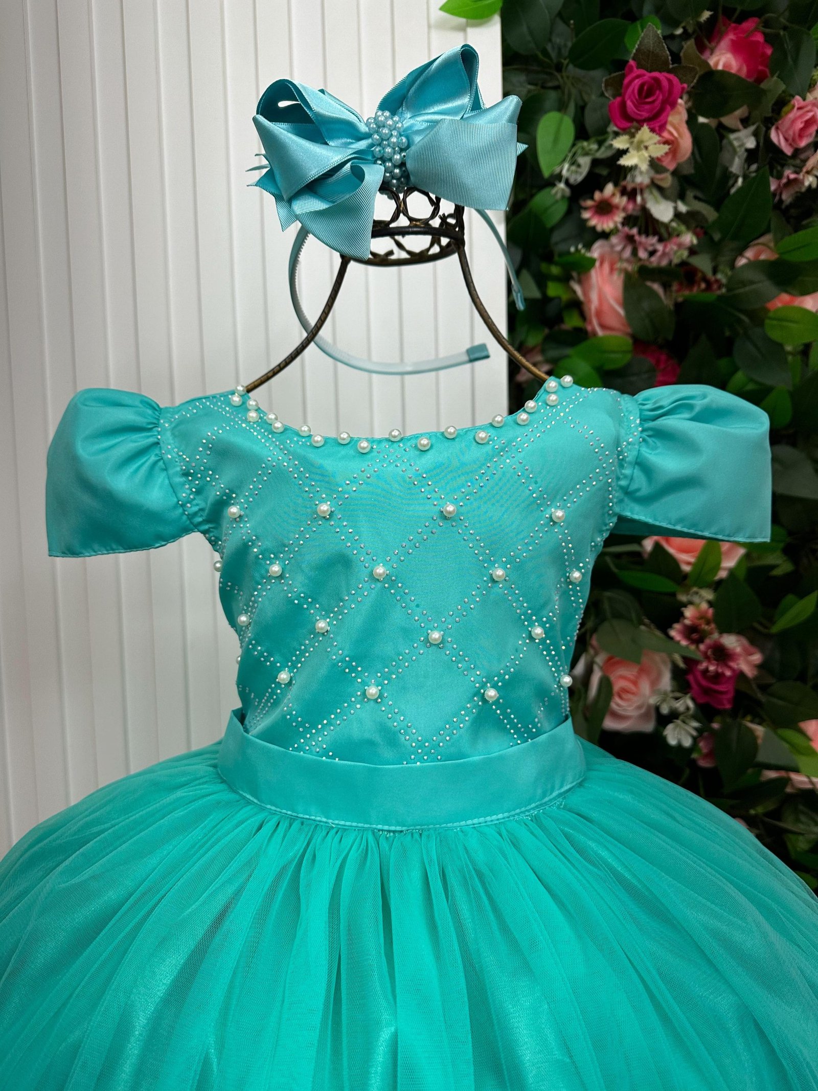 Vestido Enjoy Longo Gabriela Verde Tiffany - Imagem 2