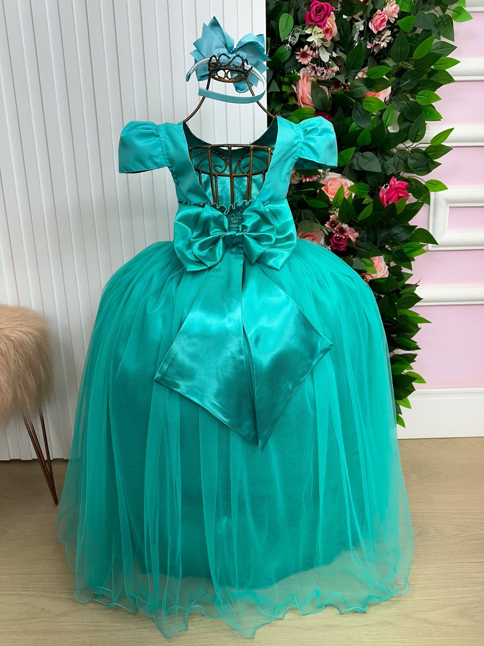 Vestido Enjoy Longo Gabriela Verde Tiffany - Imagem 4